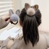 New Plush Bunny Ear Hair Ball Hair Tie, Simple and Elegant Ponytail Holder, High Elasticity Autumn and Winter Hair Band, Trendy Hair Accessory
