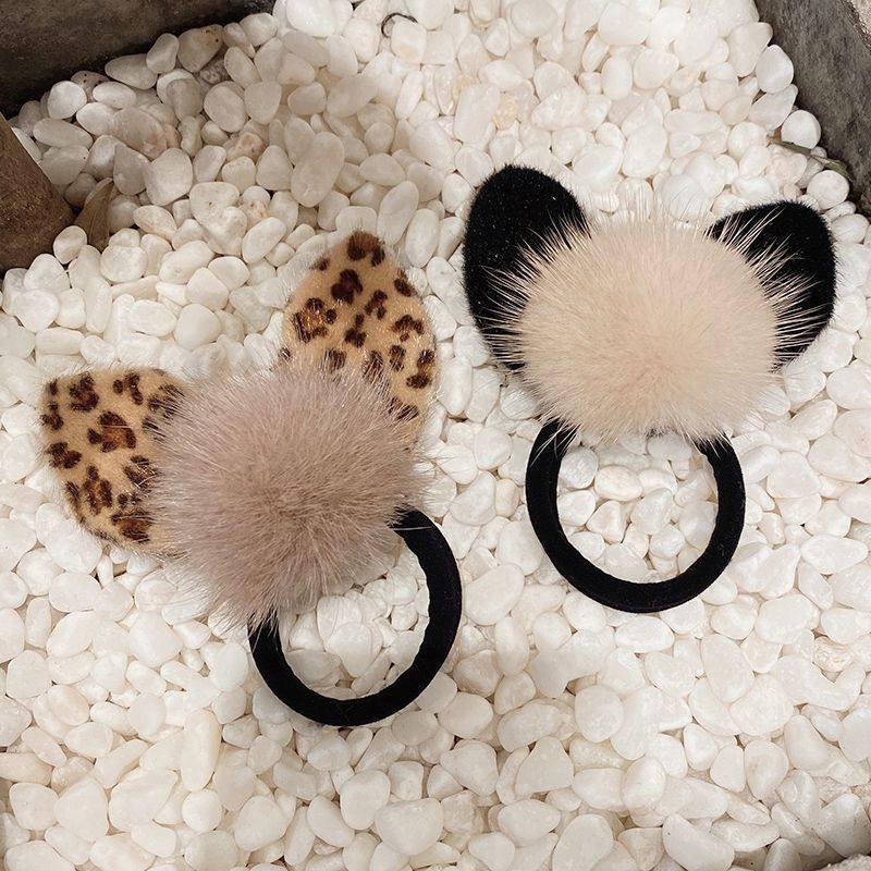 New Plush Bunny Ear Hair Ball Hair Tie, Simple and Elegant Ponytail Holder, High Elasticity Autumn and Winter Hair Band, Trendy Hair Accessory