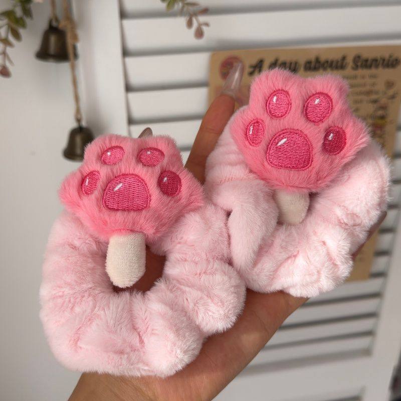 Autumn and Winter New Plush Doll Cat Paw Scrunchie Cartoon Versatile Girly Style Plush Sweet Hair Accessory Headwear