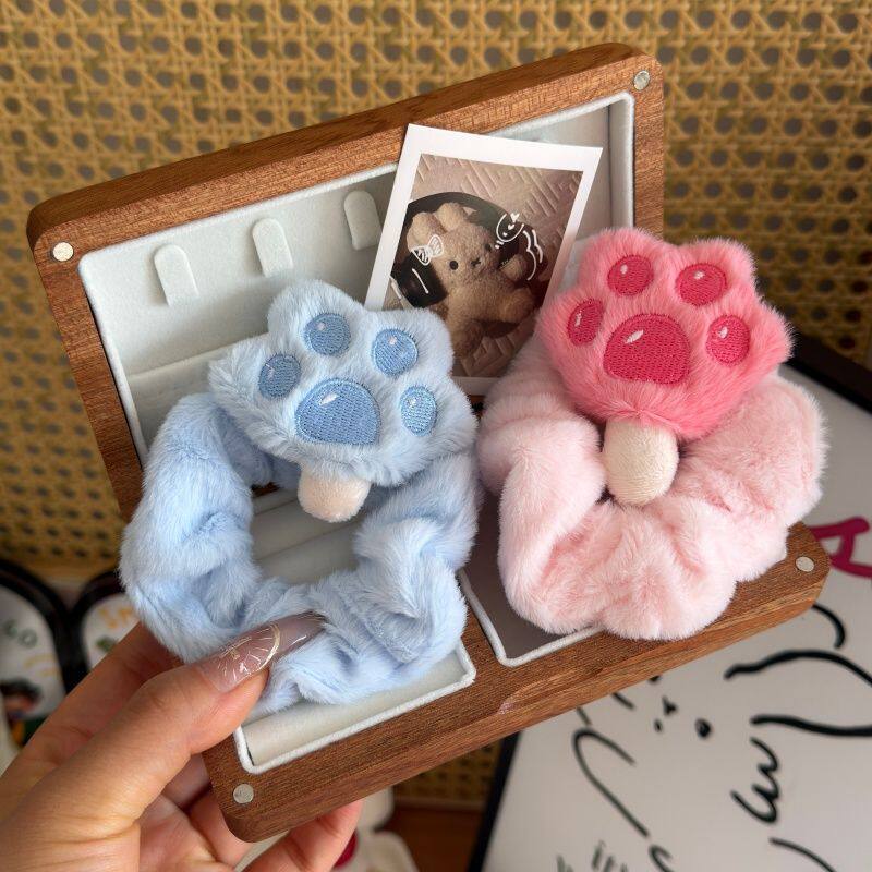 Autumn and Winter New Plush Doll Cat Paw Scrunchie Cartoon Versatile Girly Style Plush Sweet Hair Accessory Headwear