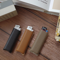 Lighter leather leather simple solid color custom protective cover bag hand-stitched leather inside handmade leather goods