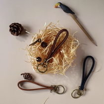 Tanning leather handmade simple leather cowhide retro keychain couple car keychain inside handmade leather goods