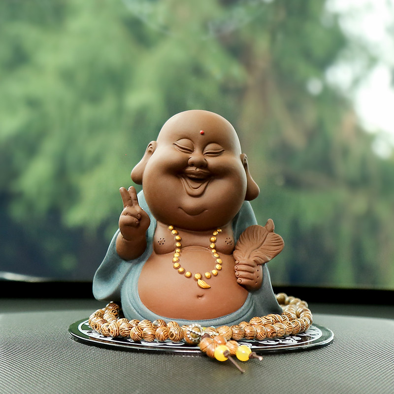 Creative Maitreya Buddha Car Decoration Cute Buddha Statue Car Decoration Car Decoration Supplies on the Center Console to Keep Safe