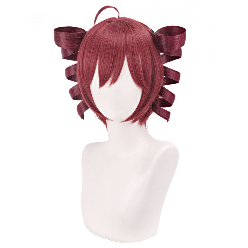Authentic Utau Virtual Singer Heavyteto Dark Red Short Hair Double Ponytail Roman Curly Cosplay Wig Authentic Utau Virtual Singer Heavyteto Dark Red Short Hair Double Ponytail Roman Curly Cosplay Wig