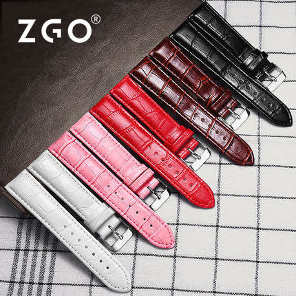 zgo Zhenggang watch strap leather men's and women's pin buckle substitute candy color belt accessories ladies Thin watch chain