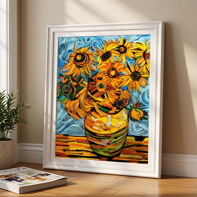 Gold Bean Quilling Paper Van Gogh Sunflowers DIY Craft Material Kit Set Line Drawing Origami Paper Roll 3D Finished Painting Gold Bean Quilling Paper Van Gogh Sunflowers DIY Craft Material Kit Set Line Drawing Origami Paper Roll 3D Finished Painting
