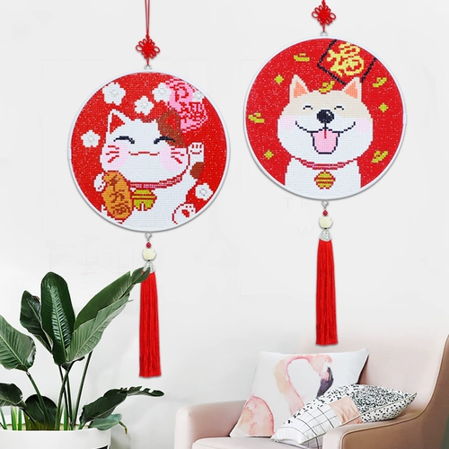 5D Diamond Painting слегка 2021 Новая гостиная с полной бриллиантовой стежкой кирпич и каменная картина Бесплатная монтажная рама круглой ремней набор кошки