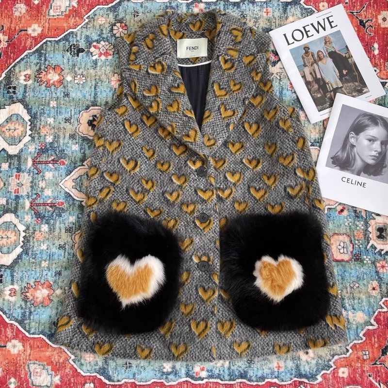 Fendi Sale: Fendi Women's Wool Mohair + Fox Fur Pocket Vest, Size 40, Bust 102cm Fendi Sale: Fendi Women's Wool Mohair + Fox Fur Pocket Vest, Size 40, Bust 102cm