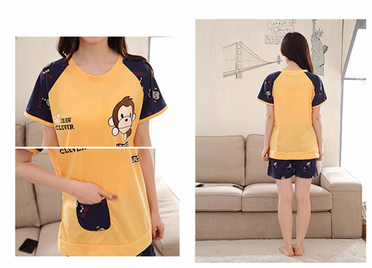Mùa hè vài bộ đồ ngủ nam cộng với phân bón để tăng cotton ngắn tay kích thước lớn chất béo mm mùa hè nữ nhà dịch vụ 200 kg M bộ đồ
