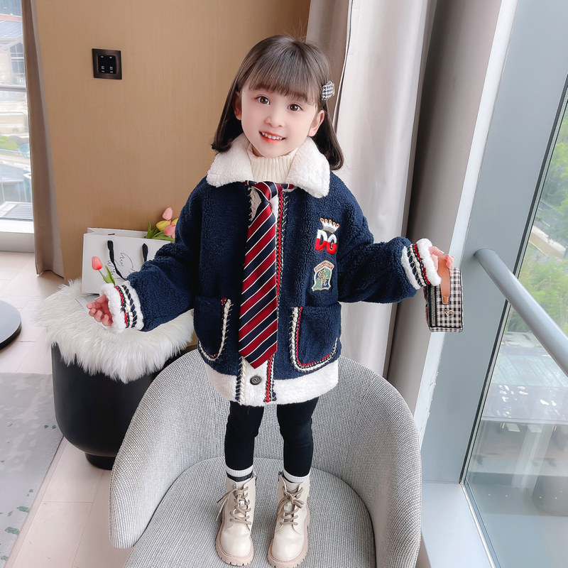 Baby girl coat 2022 autumn and winter new thickened winter children's clothing foreign style fashionable wool sweater girls college style