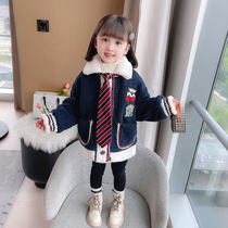 Baby girl coat 2022 autumn and winter new thickening winter childrens clothing foreign style fashionable sweater girls college style