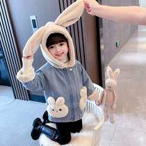 Girls thickened denim jacket baby girls autumn clothes 2022 new style for children and girls