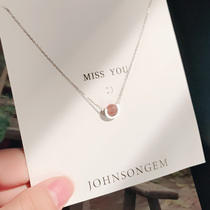 JG strawberry crystal necklace female summer sterling silver light luxury niche design sense clavicle chain simple and wild best friend birthday gift