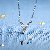 JG niche design necklace cold wind V word choker ins cool 925 silver Sen series simple personality wild Net Red