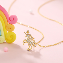 Unicorn necklace female summer sterling silver light luxury niche design sense 2021 new wild clavicle chain student gift