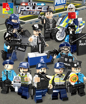 Woma building block boy puzzle force assembly City special forces Police parade Sea and Air Army childrens puzzle plug minifigure