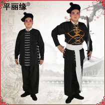 Beijing Opera Wusong tiger suit Opera night suit Thug family nursing home eighteen buttons Wusheng ancient costume performance black dress