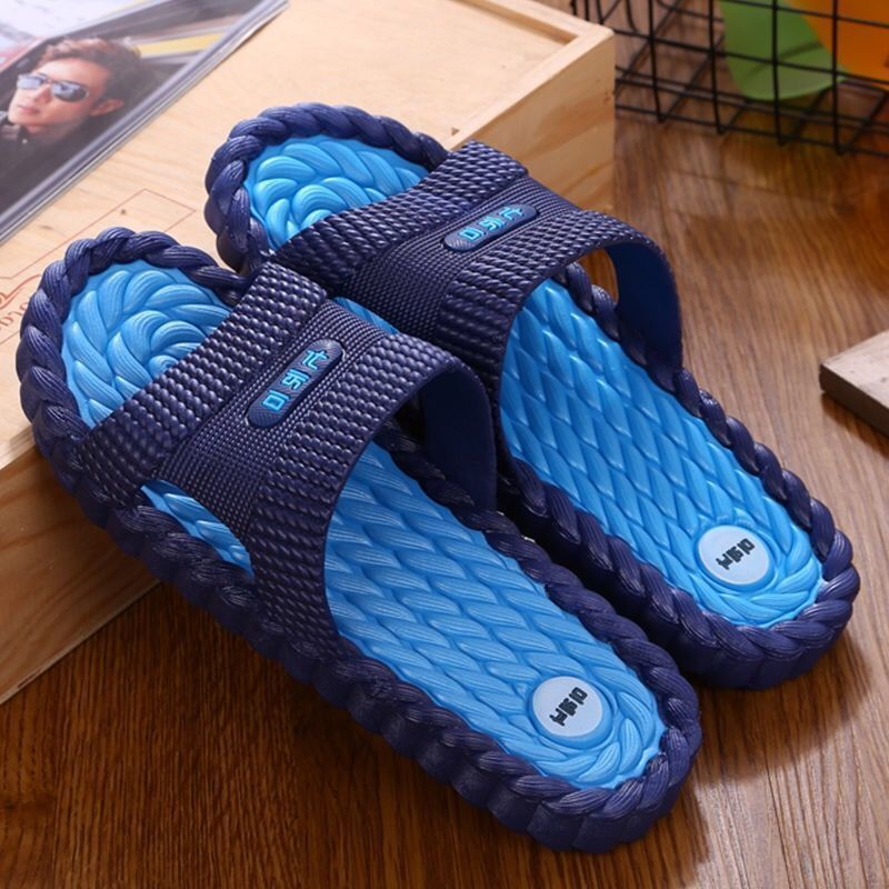 Cool Slippers Men's Summer Bathrooms Bath home Anti-slip Indoor deodorant Four Seasons extra-large size slippers Home-Taobao