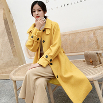 Gross jacket in the middle of a long section of small collection waist large coat and coat of women The coat of women The 2021 Korean version of the new womens winter