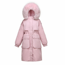 2022 New Korean version of big fur collar down jacket for womens medium length Thickened Work Pike Pop Exploits Winter Coat