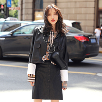 European Station Spring Autumn Season 2022 New European Goods Little Leather Clothing Jacket Women Locomotive Loose short 100 lap leather jacket tide