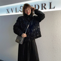 2022 winter new bright sheet velvet duvet duvet womens winter shorts small sub new anti-season Cubs jacket Chains