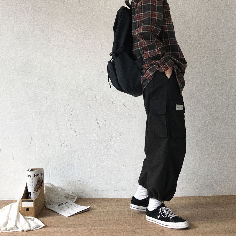 J / W Mùa thu mỏng phần đường phố hoang dã retro Yu Wenle mô hình chức năng chùm chín điểm quần trượt ván cao su nam và nữ quần thể dục