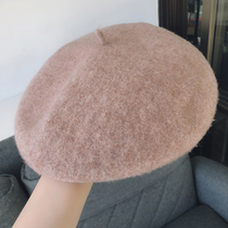  Big head friendly day single full wool plush sense age-reducing French autumn and winter beret painter hat