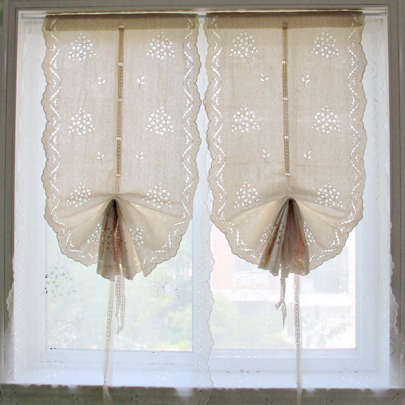 Hoàn thành rèm bóng, rèm kéo, openwork, bông Mỹ, vải lanh, màn, phòng ngủ, rèm nhỏ, không đục lỗ, dán - Phụ kiện rèm cửa giá đỡ rèm cửa