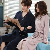 Осенний мужской хлопковый длинный банный халат для влюбленных, демисезонный тонкий лонгслив, пижама, большой размер