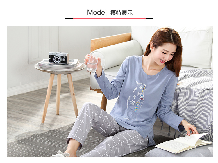 Có thể mặc bên ngoài đồ ngủ nữ mùa xuân và mùa thu cotton dài tay đặc biệt cộng với phân bón XL 200 kg chất béo chị phục vụ lỏng lẻo thời trang đồ bộ