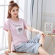 Bộ đồ ngủ nữ mùa hè cotton tay ngắn cắt cạp cộng với phân bón XL 200 pounds chất béo mm phù hợp với mùa hè nhà