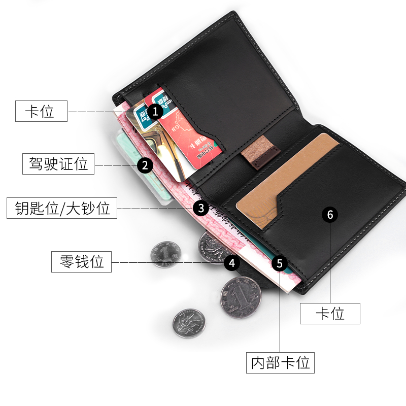 note sleeve custom short clip men's head layer genuine leather vertical slim young money wallet small wallet