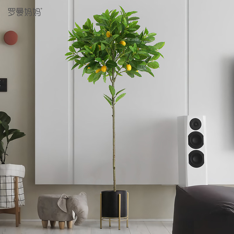 Roman mother Nordic wind imitation plant fake lemon tree decoration living room large fake green plant floor pot ornaments