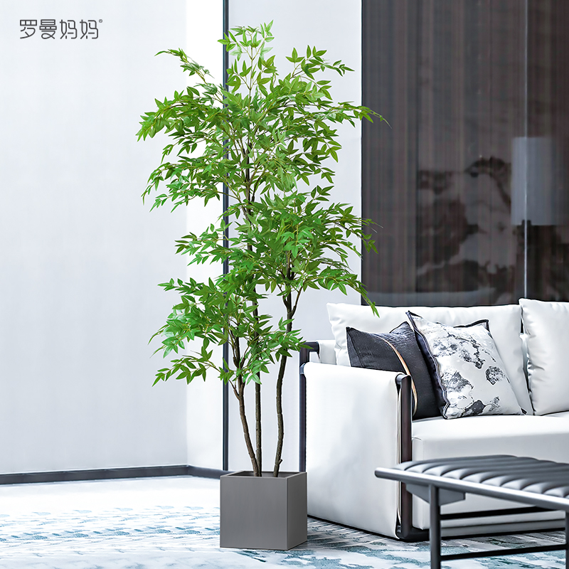 Roman mother simulation plant Nandina bamboo potted bionic green plant bonsai fake tree living room sofa home decoration