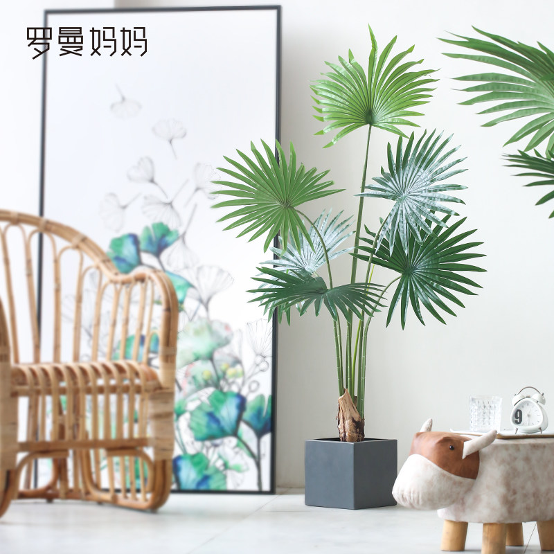 Roman Mother Nordic Wind Emulation Green plant Tail Sunflower fan sunflower High-end Living Room Indoor Large Plant Floor Bonsai-Taobao