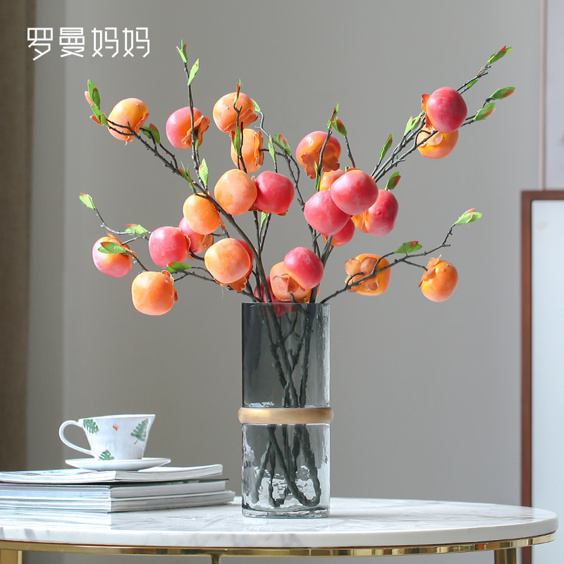 Roman mother simulation fruit fake persimmon fake flower ornament fruit branch living room table top decoration Chinese home flower arrangement