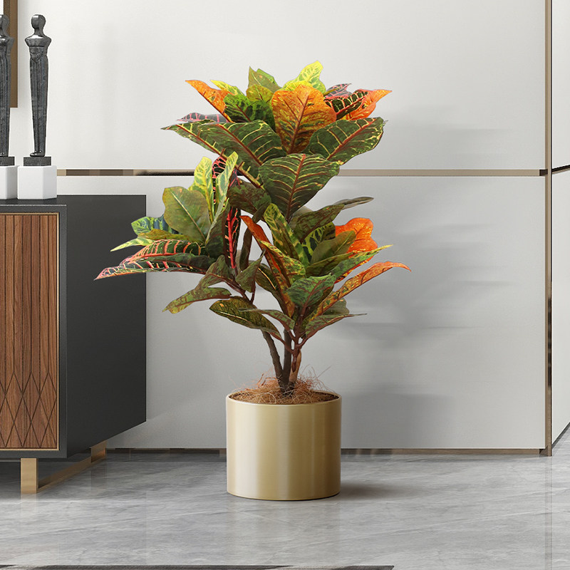 Roman Mom Living Room Upscale Emulation Plant Decoration Indoor Changing Leaves Wood Potted Plant Seven Colorful Floor Green Plant Bonsai-Taobao