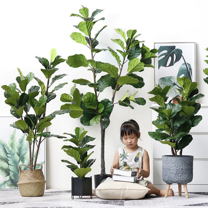 Roman mother Nordic style simulation plant potted fake tree Piano leaf banyan large floor-to-ceiling indoor net red green plant decoration
