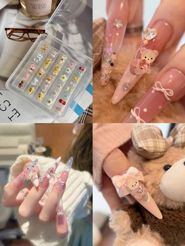 Kusacollection Co-Branded Rice Grain Diamond Bear Nail Art Mold Cute Cartoon Nail Art