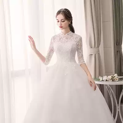 Main wedding dress 2021 summer new one word shoulder slim slim bride sleeve simple Princess light wedding dress