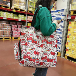 Large Capacity Cartoon Zipper Travel Tote Bag Folding Supermarket Shopping Bag Shoulder Bag Portable Waterproof Gift Bag