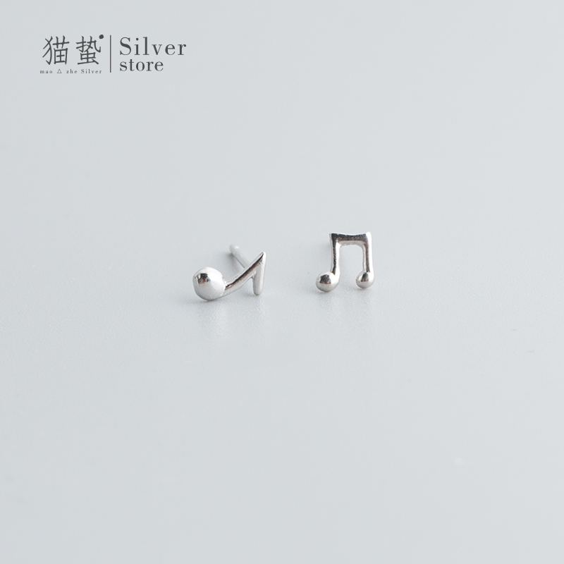 Cat Jellyfish S925 Pure Silver Mini Note Earshot Woman Han Version Cute Personality Small Minimalist Student Anti-Allergy Ear