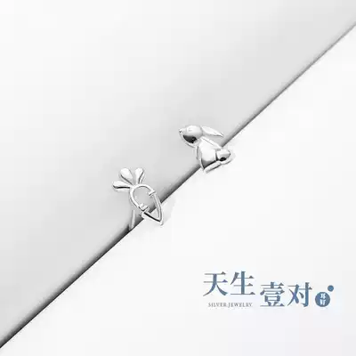 Cat sting original sleep without picking sterling silver hollow rabbit Luo Bu just ear hole can bring simple anti-allergic ear needle