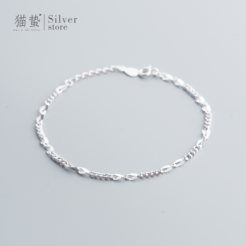 Cat Jellyfish S925 Pure Silver Korean Version Temperament Geometric Woven Chain Bracelet Handmade Woman Minimalist Fashion 100 Hitch Corrugated Hand Decoration