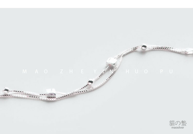 Cat bracelet s925 sterling bạc cô gái vòng tay phiên bản Hàn Quốc Ngọt ngào và đơn giản, đa năng Nhật Bản và hộp quà tặng bạn gái vòng dâu