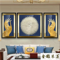 Light luxury decorative painting living room sofa background wall painting Zen hanging painting porch three-dimensional painting gold foil physical painting bodhi painting