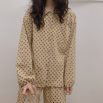 ins gentle storm point doll collar pajamas female spring and autumn Korean version of cotton students cute Japanese sweet Japanese style