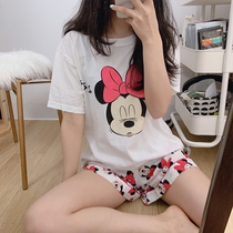 Minnie pajamas summer round neck cotton short-sleeved shorts two-piece Korean home service Japanese cute simple girl