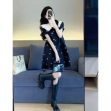 Кукла, летнее платье, милая юбка, кукольный воротник, в корейском стиле, французский стиль, свободный крой, А-силуэт